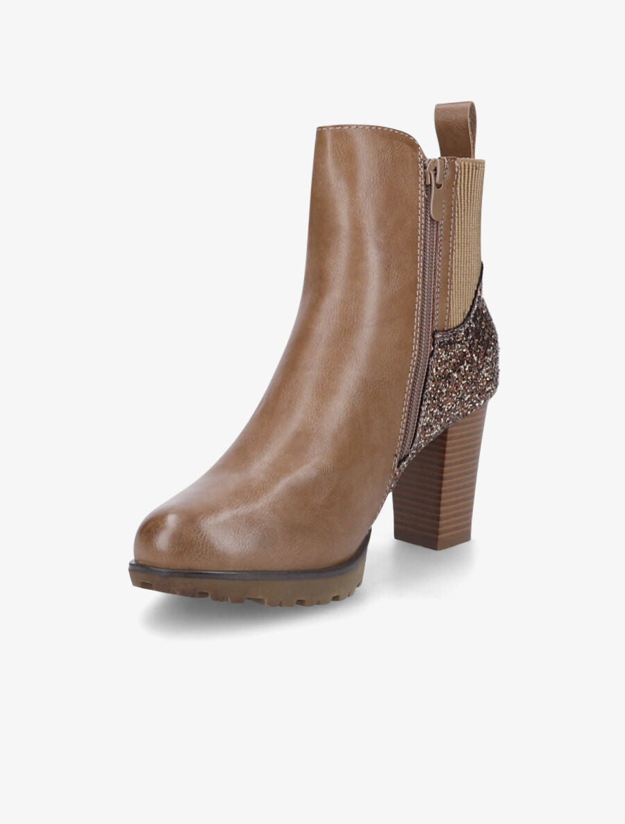 Bottines à contrefort pailleté - Taupe - 3