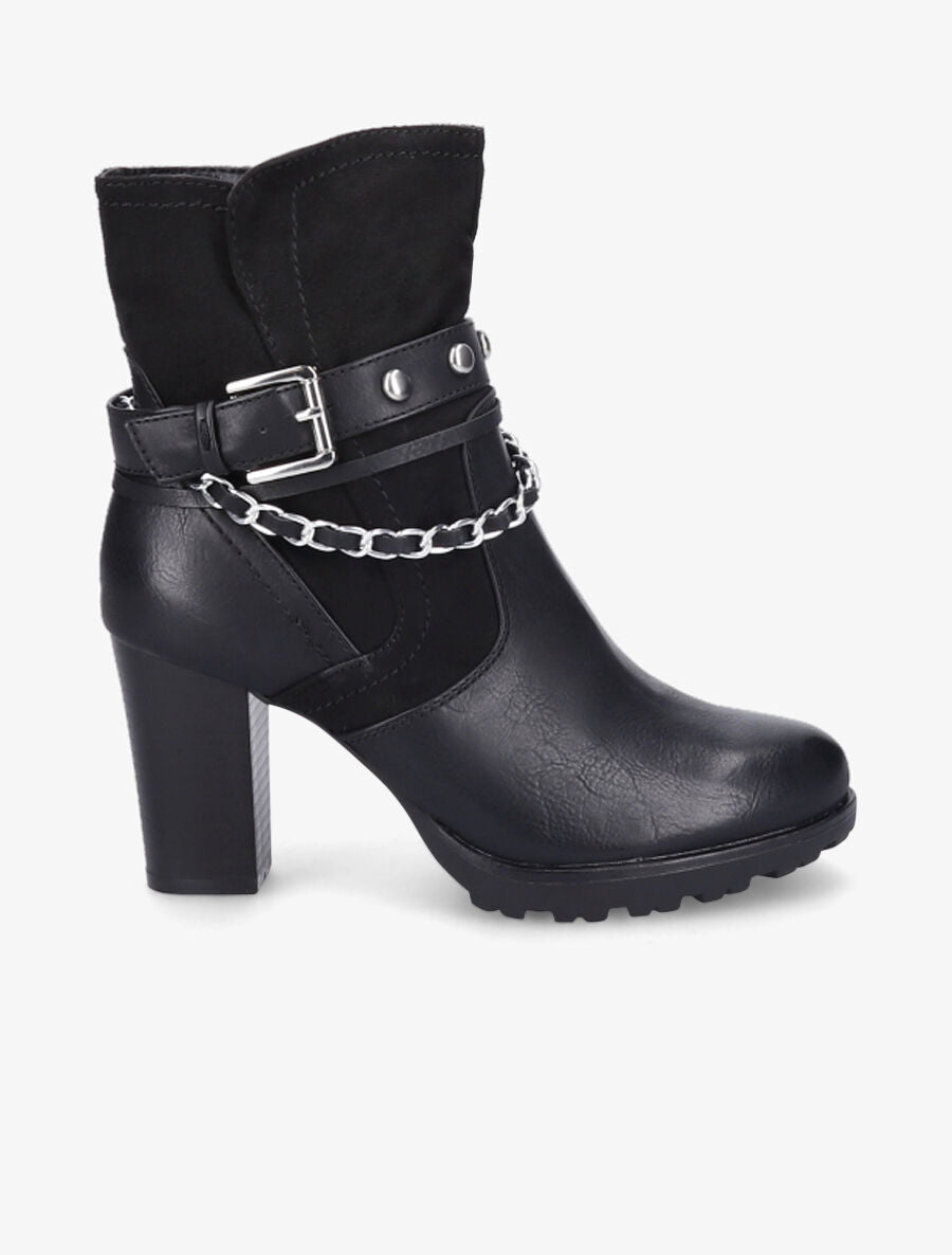 Bottines à chaîne et clous - Noir - 1