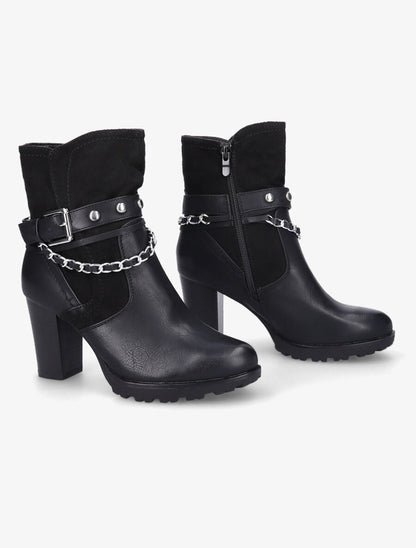 Bottines à chaîne et clous - Noir - 4