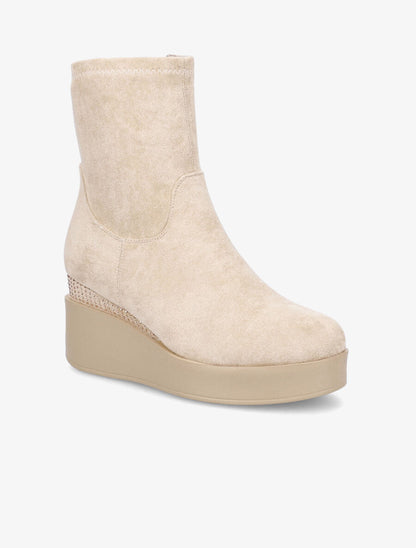 Bottines compensées à strass - Beige - 2
