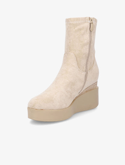 Bottines compensées à strass - Beige - 3