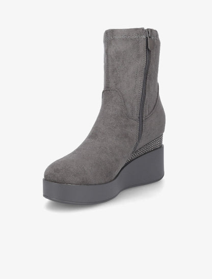 Bottines compensées à strass - Gris - 3
