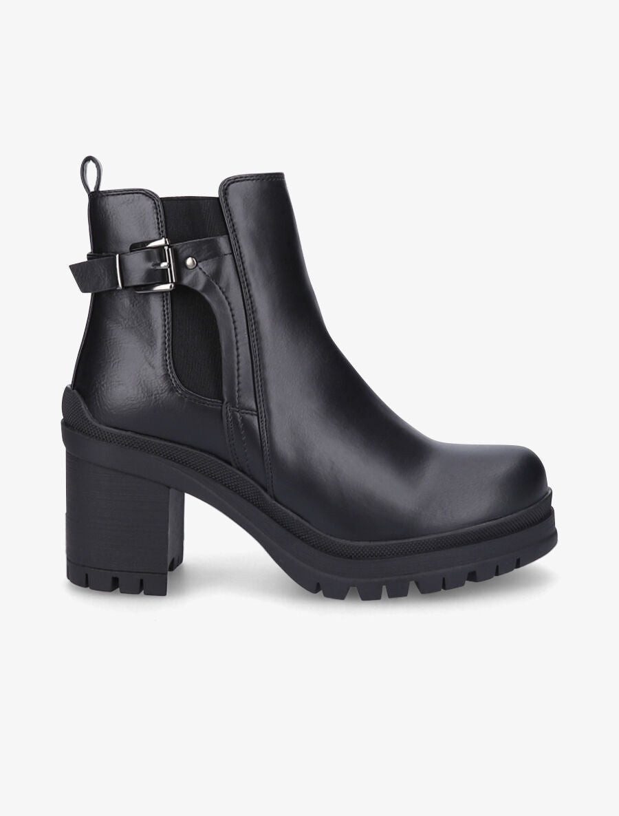 Bottines élastiquées à talon - Noir - 1