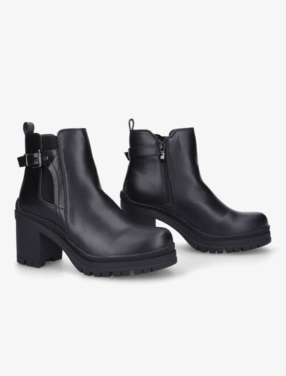 Bottines élastiquées à talon - Noir - 4