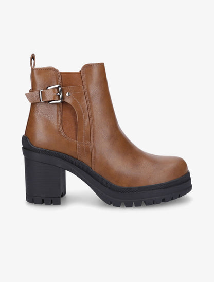 Bottines élastiquées à talon - Camel - 1