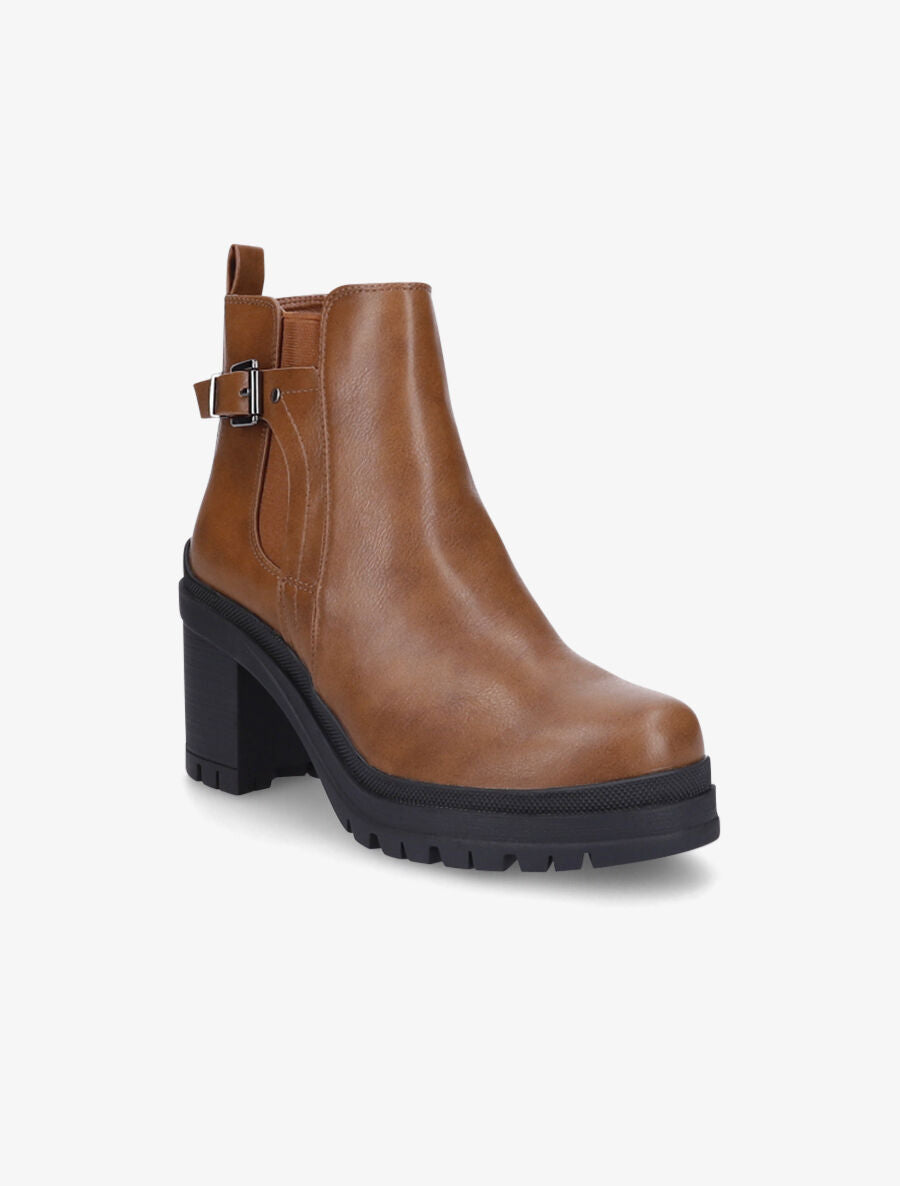 Bottines élastiquées à talon - Camel - 2
