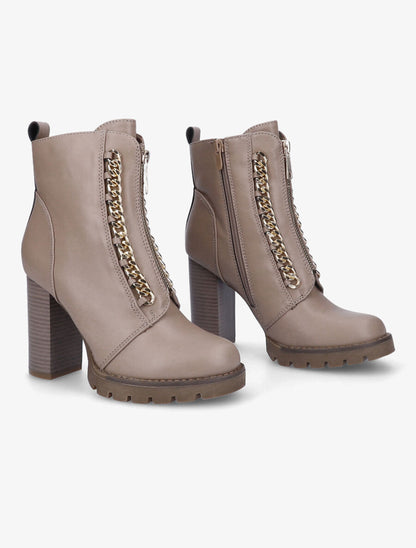 Bottines à talon et chaînes - Taupe - 4