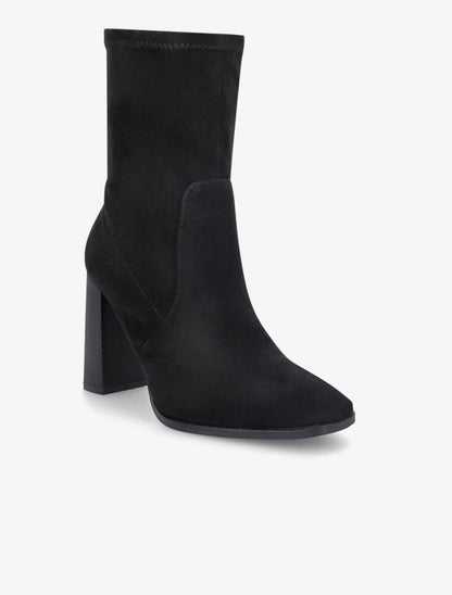 Bottines montantes en suédine à talon haut - Noir - 2