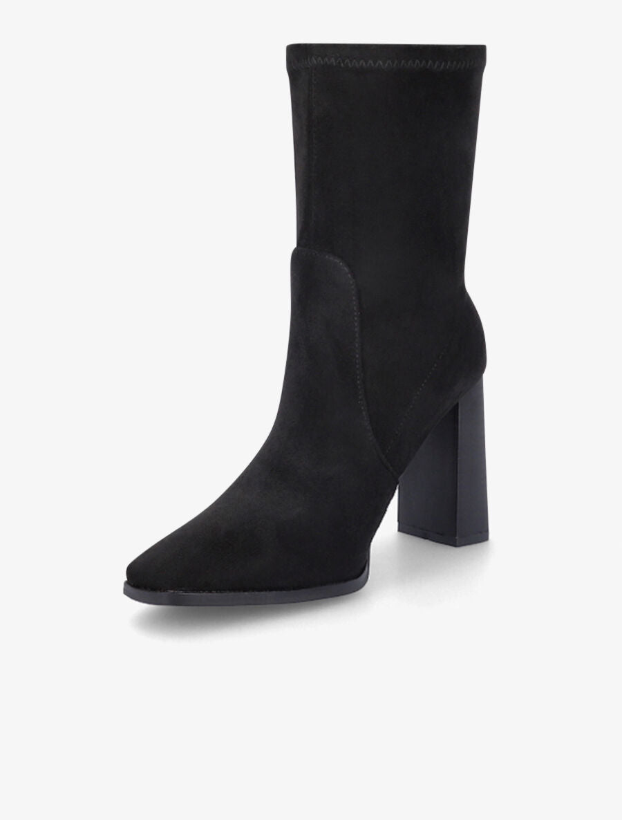 Bottines montantes en suédine à talon haut - Noir - 3