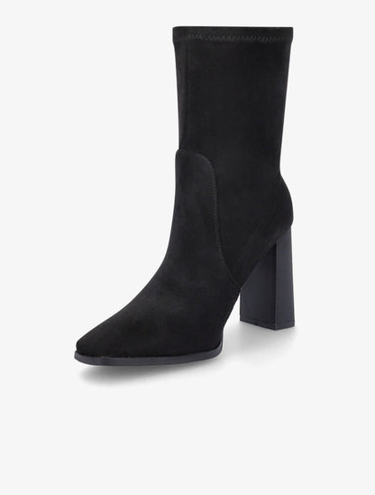Bottines montantes en suédine à talon haut - Noir - 3