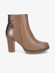 Bottines bi-matière à sequins - Taupe - 1