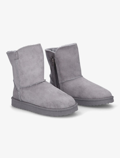 Boots classiques fourrées en suédine - Gris - 4