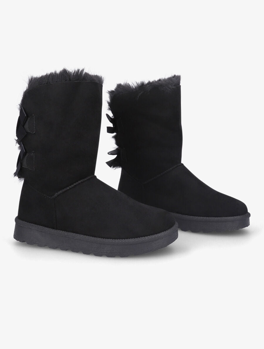 Boots en suédine à noeud - Noir - 4
