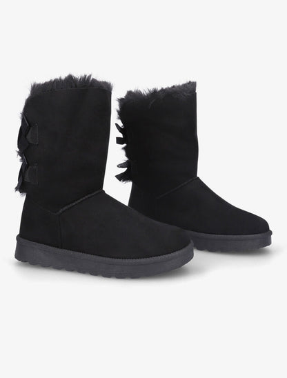 Boots en suédine à noeud - Noir - 4
