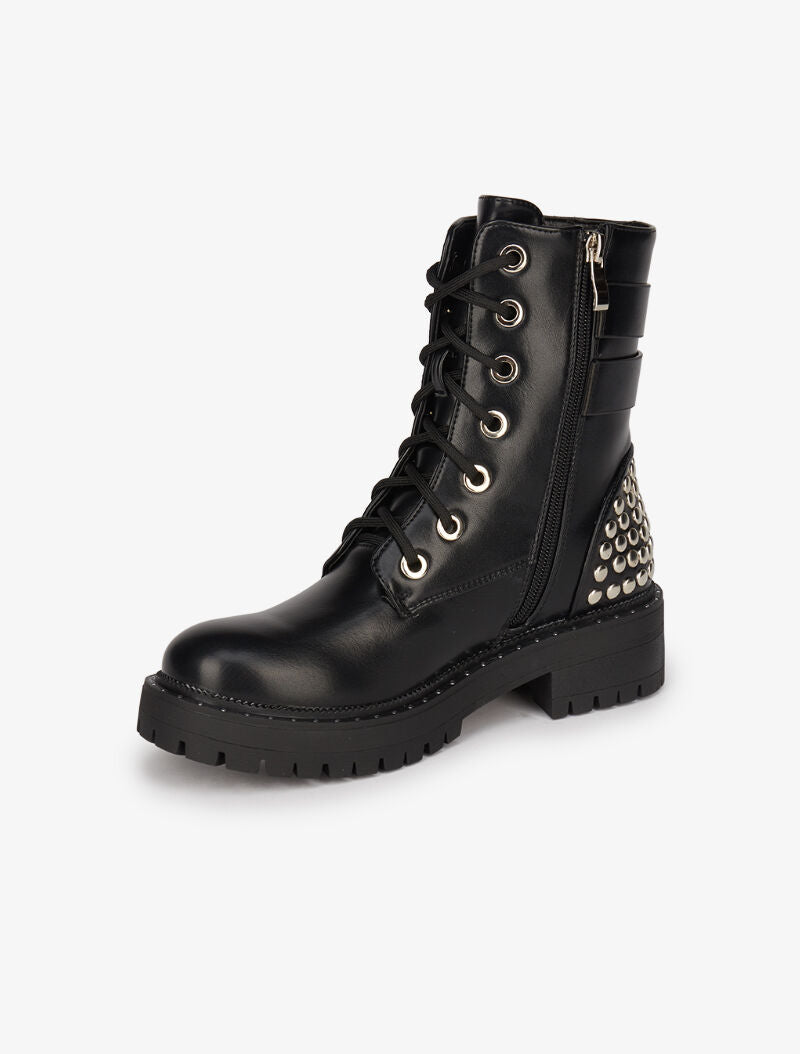 Boots cloutées à double sangles - Noir - 4