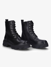 Bottines montantes à gros crans stylisés - Noir - 1