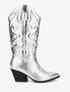 Bottes à talons style santiags - Argent - 1