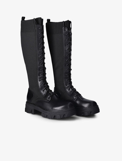 Bottes bi-matière à lacets - Noir - 1
