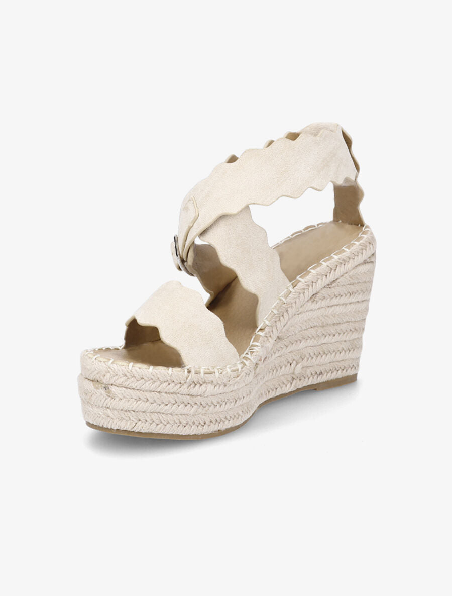 Compensées en suédine et semelle en raphia - Beige - 3