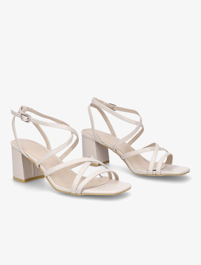 Sandales classique en simili entrelacées - Beige - 4