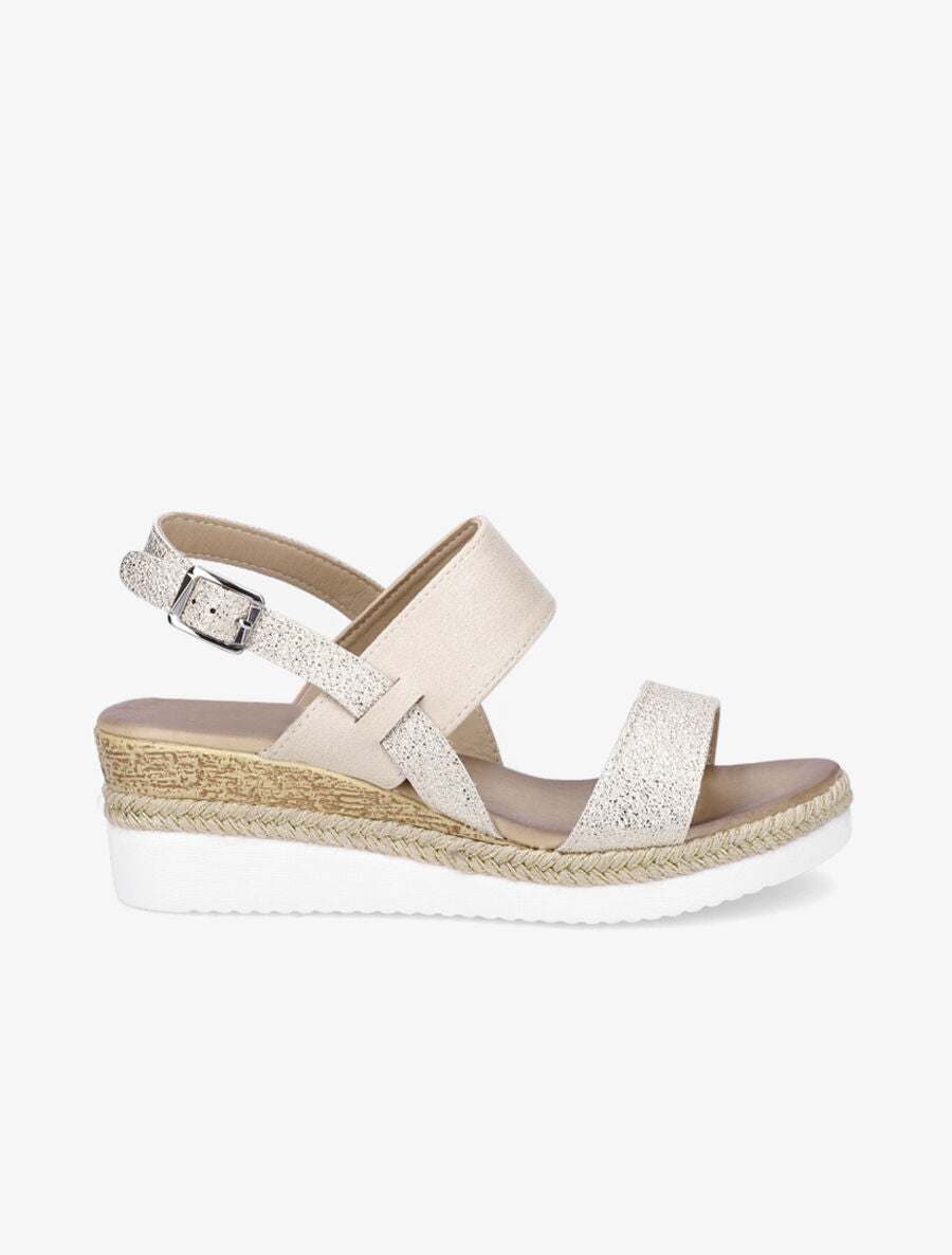 Sandales compensées irisées - Beige - 1
