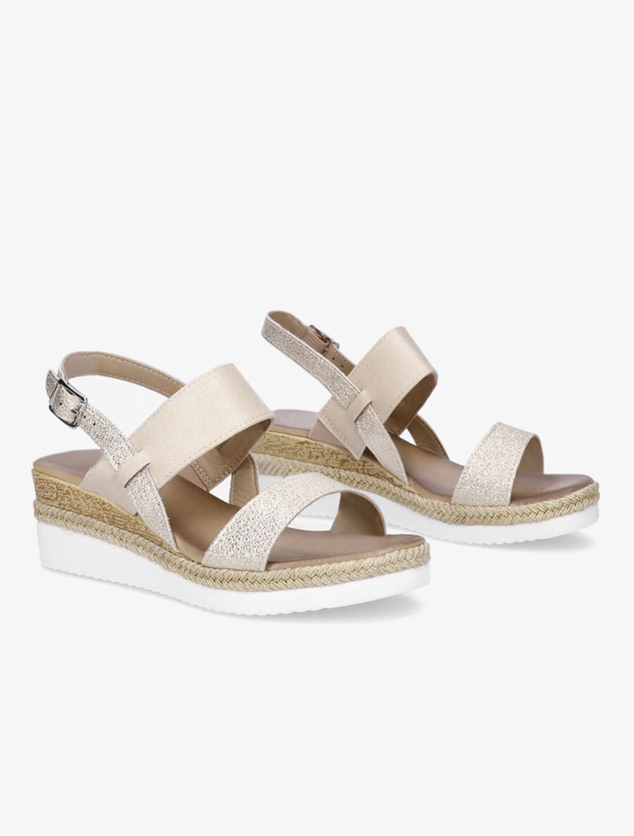 Sandales compensées irisées - Beige - 4
