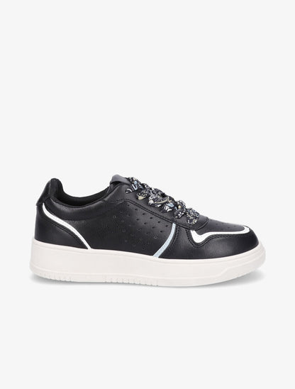 Sneakers à lacets imprimé interchangeables - Noir - 5