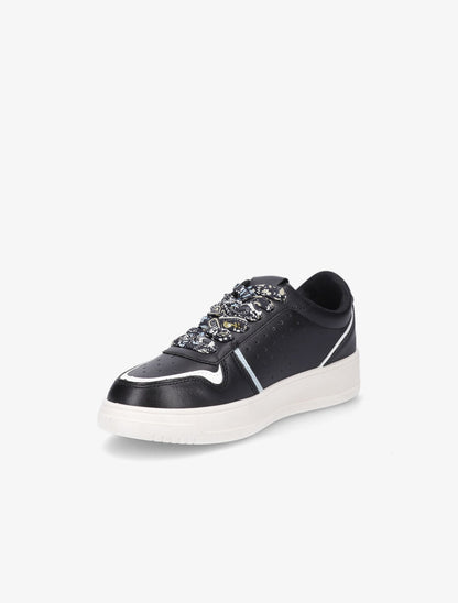 Sneakers à lacets imprimé interchangeables - Noir - 3