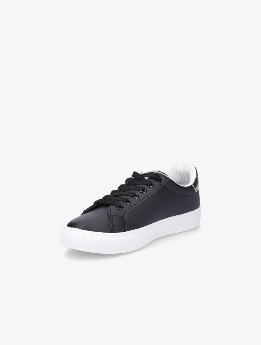 Sneakers en simili à contrefort contrastant - Noir - 3
