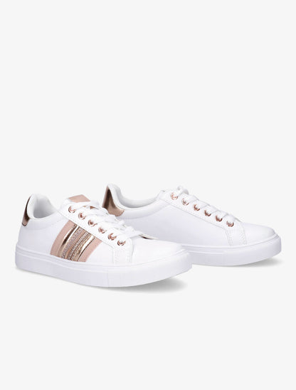 Sneakers en simili à contrefort contrastant - Rose gold - 4