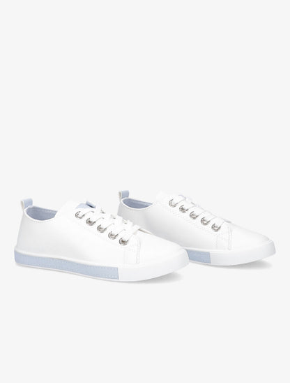 Sneakers à oeillets ornés de strass - Bleu ciel - 4