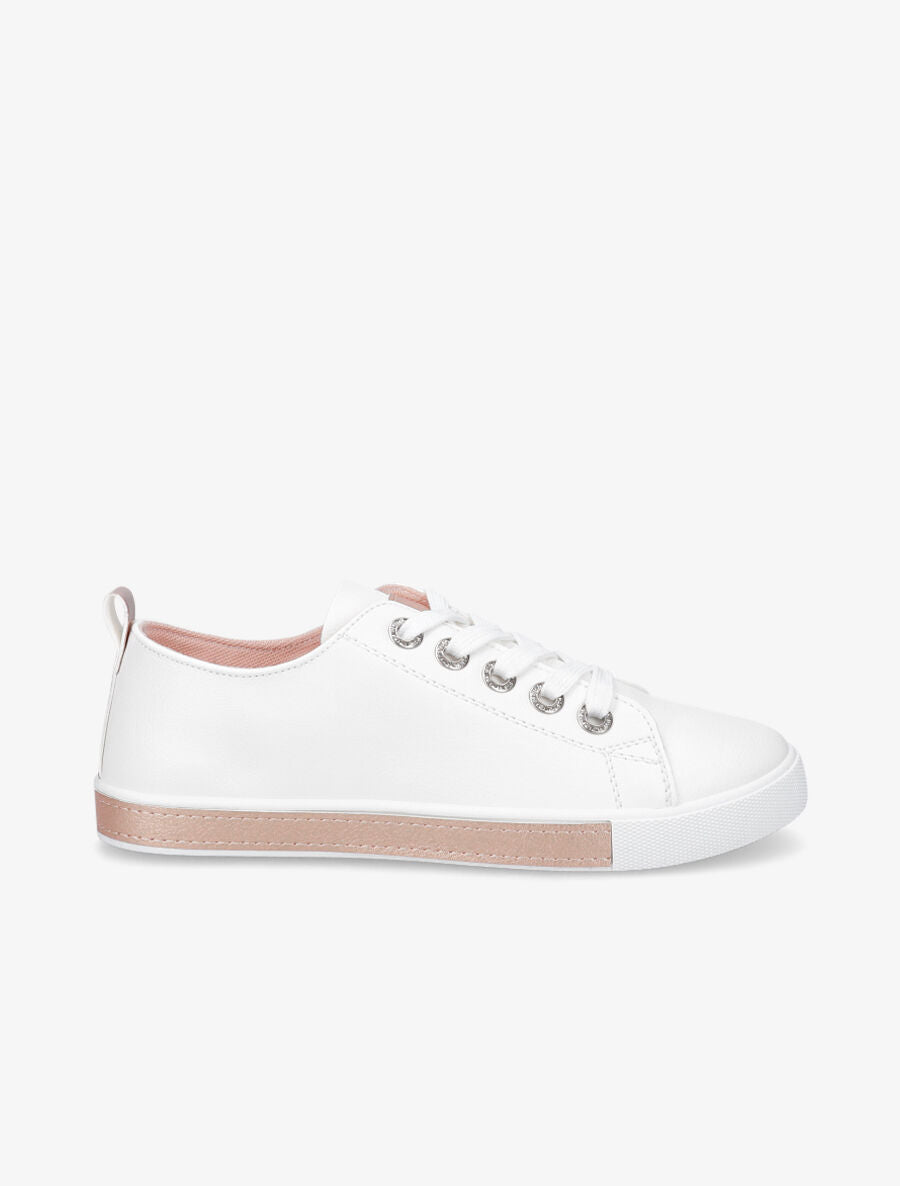 Sneakers à oeillets ornés de strass - Rose gold - 5