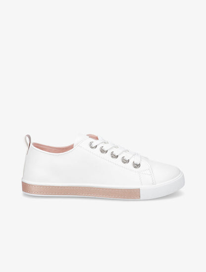 Sneakers à oeillets ornés de strass - Rose gold - 5