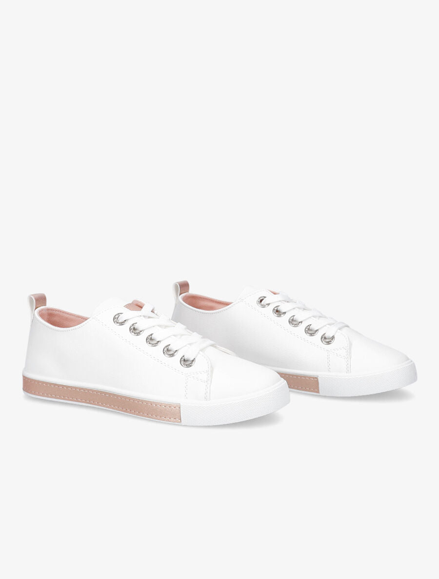 Sneakers à oeillets ornés de strass - Rose gold - 4