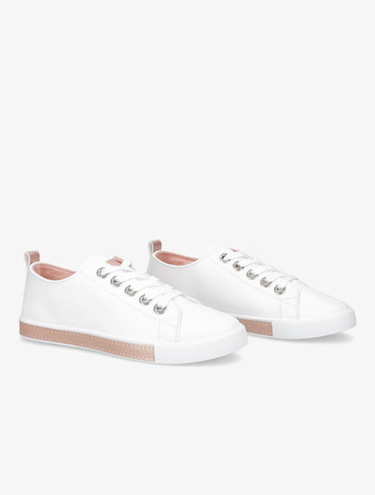 Sneakers à oeillets ornés de strass - Rose gold - 4