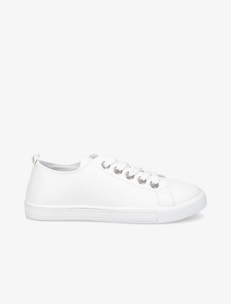 Sneakers à oeillets ornés de strass - Blanc - 1