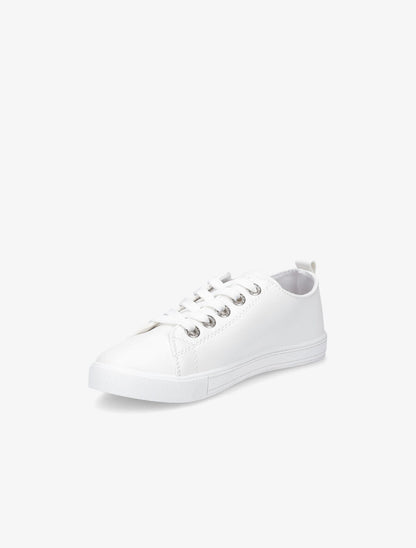 Sneakers à oeillets ornés de strass - Blanc - 3