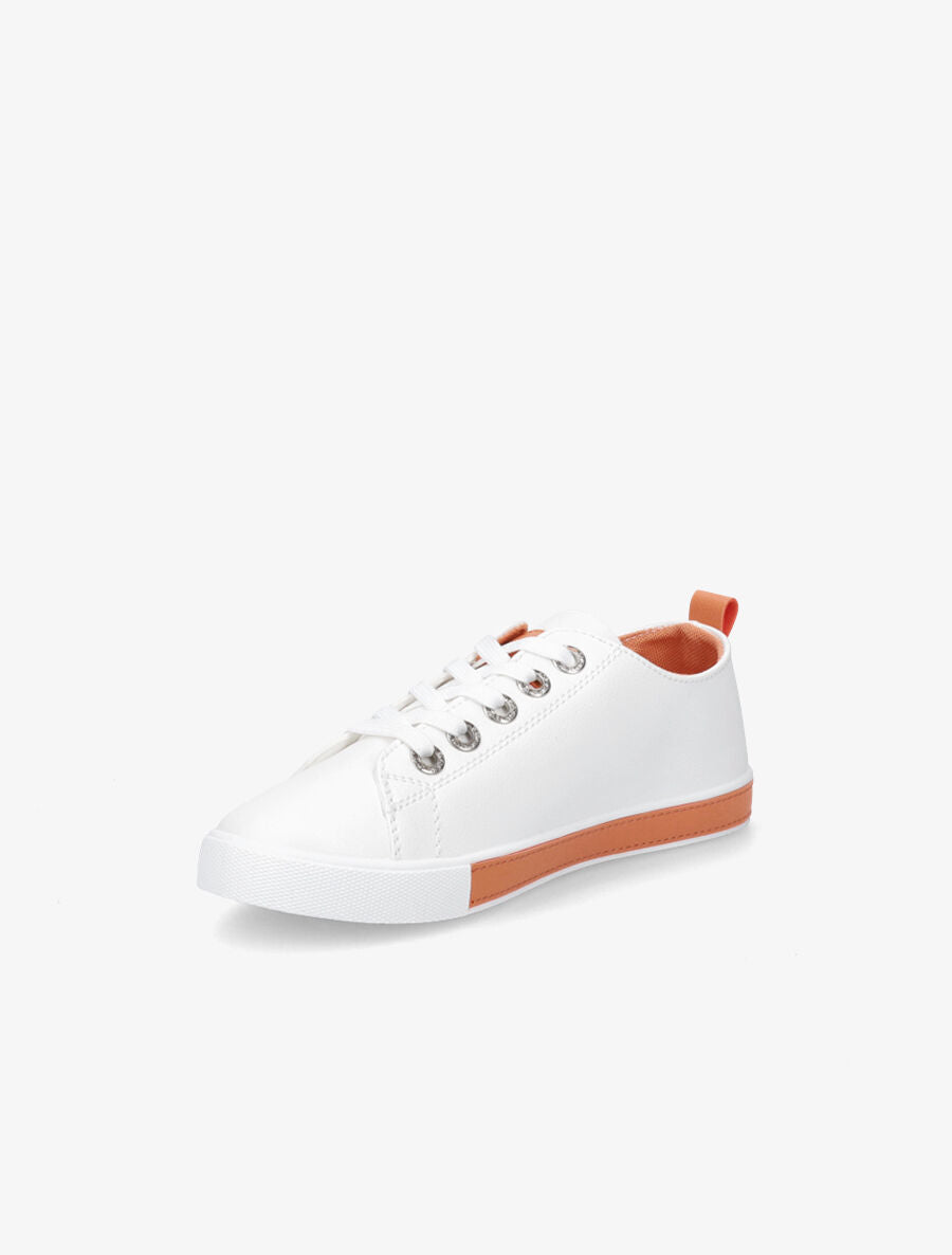 Sneakers à oeillets ornés de strass - Orange - 3