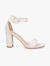 Sandales en simili à talon haut - Beige - 5