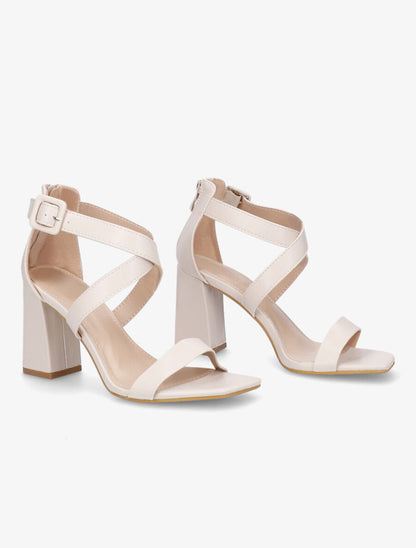 Sandales en simili à lanières croisées - Beige - 4