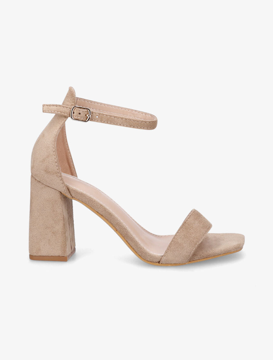 Sandales en suédine à talon - Beige foncé - 5