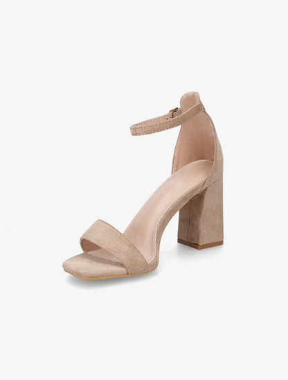 Sandales en suédine à talon - Beige foncé - 3