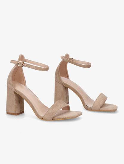 Sandales en suédine à talon - Beige foncé - 4