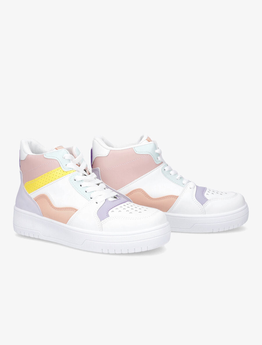 Sneakers montantes en simili - Rose - 4