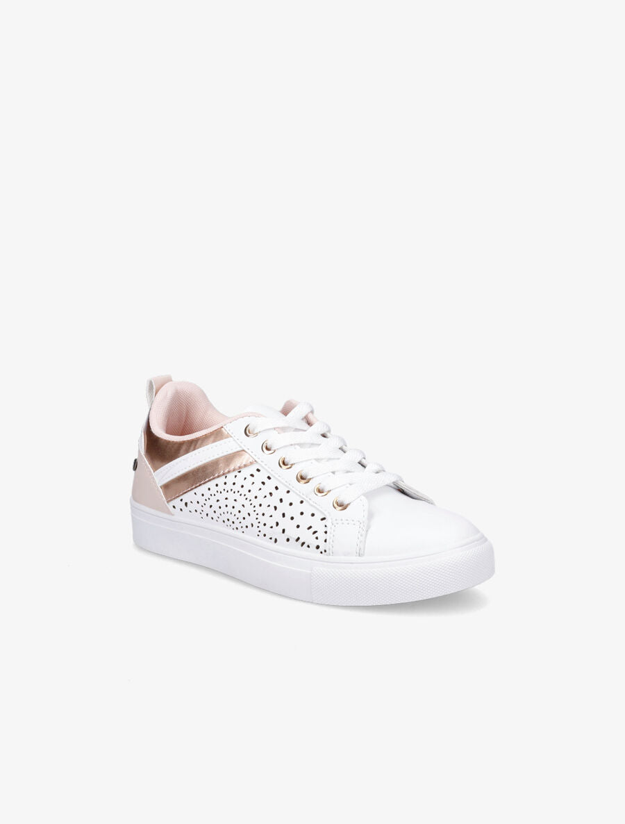 Baskets piquées à empiècements irisés - Blanc/rose - 2