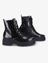 Bottines à lacets effet croco - Noir - 1