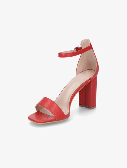 Sandales minimalistes à talon - Rouge - 3