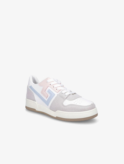 Sneakers en simili et suédine - Bleu ciel - 2