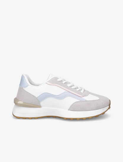 Running en simili et suédine - Blanc/bleu clair - 1