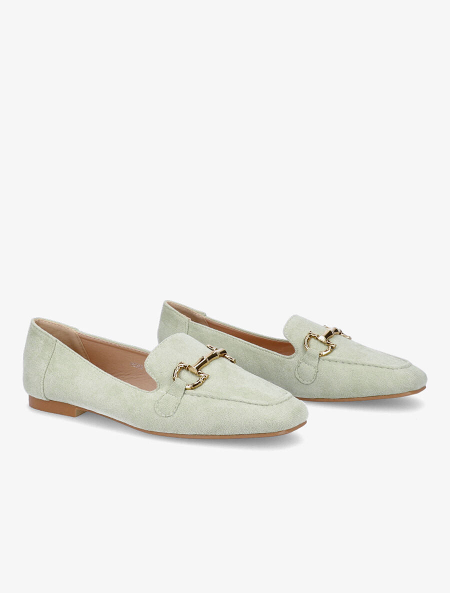 Mocassins à boucle en suédine - Vert amande - 4